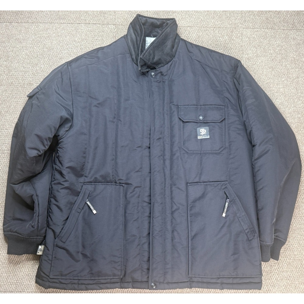 State Property Vtg Men's Wind Resistant Full‎ Zip Insualted Black Jacket Size XL